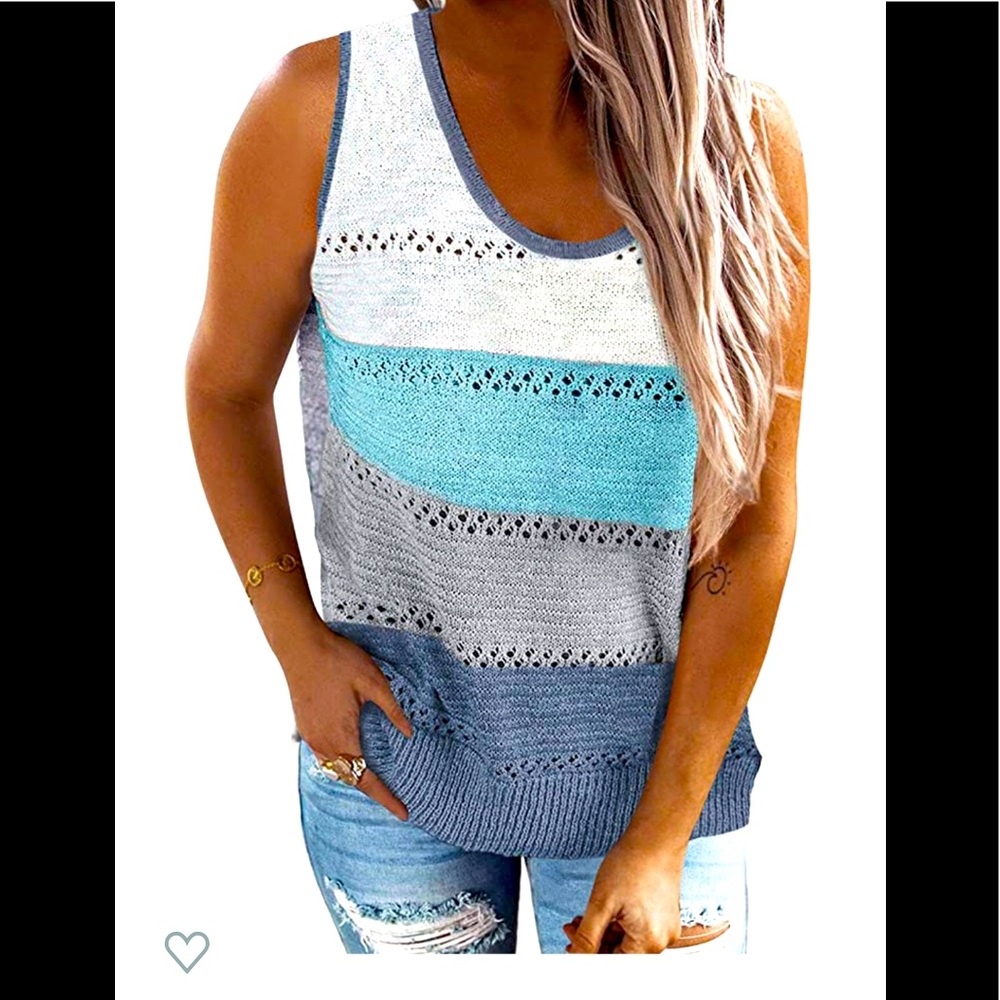 Astylish  Color Block Sleeveless Knit Tank top nwt